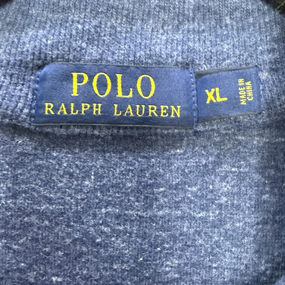 Ralph Lauren Polo Sweater Mens XL Blue Pony Mock Neck 1/4 Zip‎ Henley Pullover